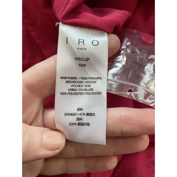 IRO Mini Dress Womens Small Red Long Sleeves Ruffle Silk Belted Romantic NWOT - Picture 8 of 13